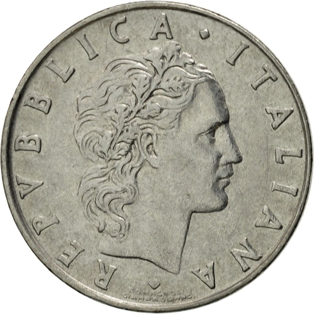 Italy Coin 50 Lire large type | God Vylcan | Anvil | Iron | Libertine | KM95.1 | 1954 - 1989