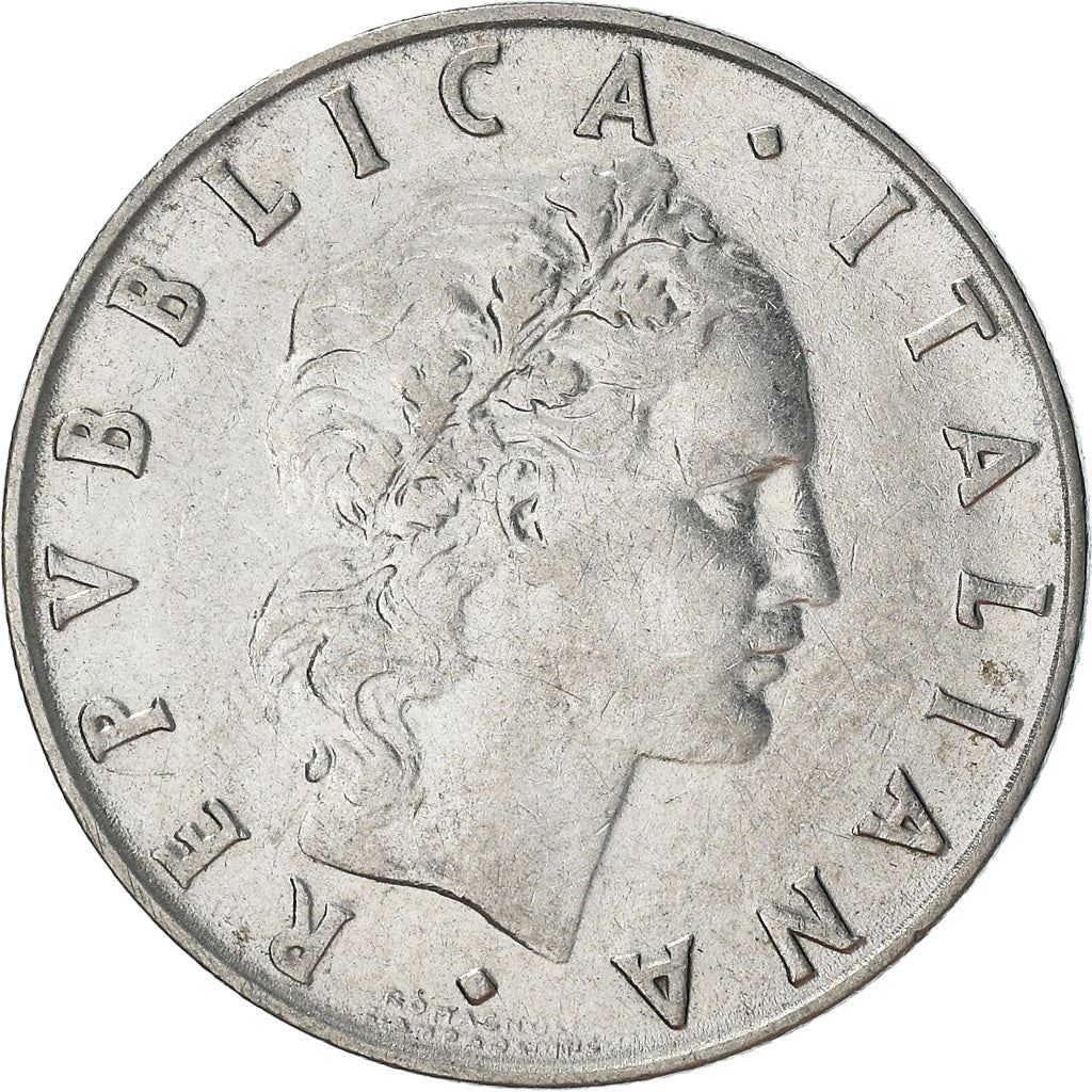 Italy Coin 50 Lire large type | God Vylcan | Anvil | Iron | Libertine | KM95.1 | 1954 - 1989
