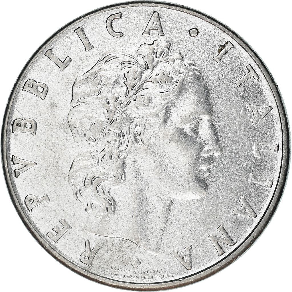Italy Coin 50 Lire large type | God Vylcan | Anvil | Iron | Libertine | KM95.1 | 1954 - 1989