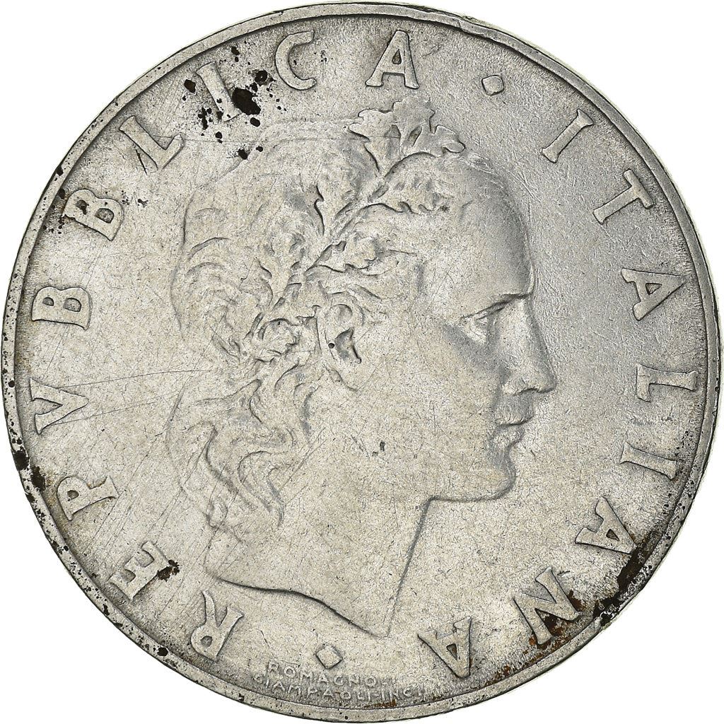 Italy Coin 50 Lire large type | God Vylcan | Anvil | Iron | Libertine | KM95.1 | 1954 - 1989