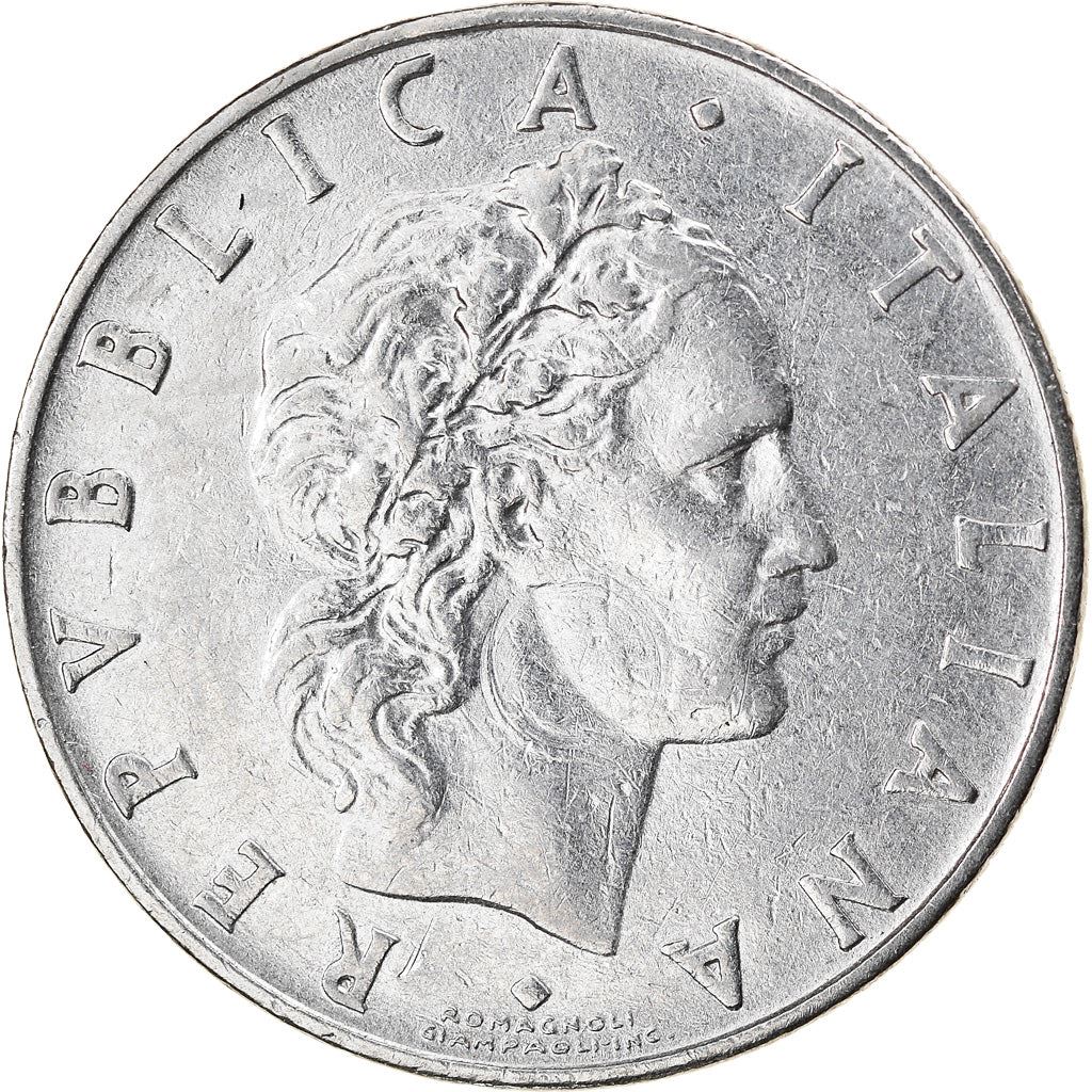 Italy Coin 50 Lire large type | God Vylcan | Anvil | Iron | Libertine | KM95.1 | 1954 - 1989