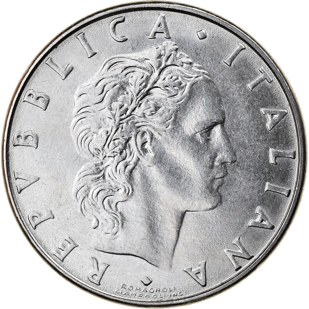 Italy Coin 50 Lire large type | God Vylcan | Anvil | Iron | Libertine | KM95.1 | 1954 - 1989