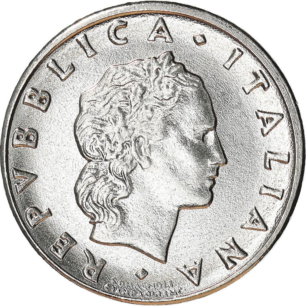 Italy Coin 50 Lire small type | Libertine | God Vulcan | Iron | Anvil | KM95.2 | 1990 - 1995