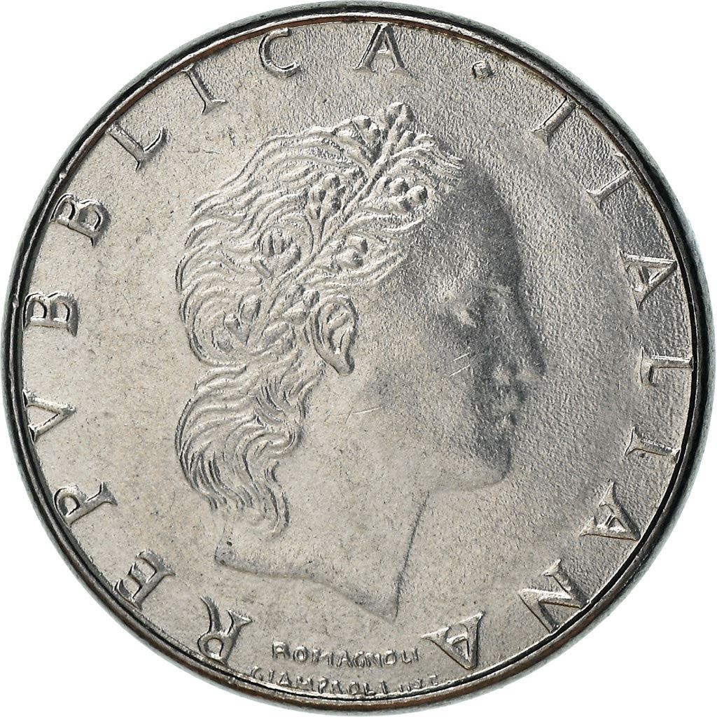 Italy Coin 50 Lire small type | Libertine | God Vulcan | Iron | Anvil | KM95.2 | 1990 - 1995