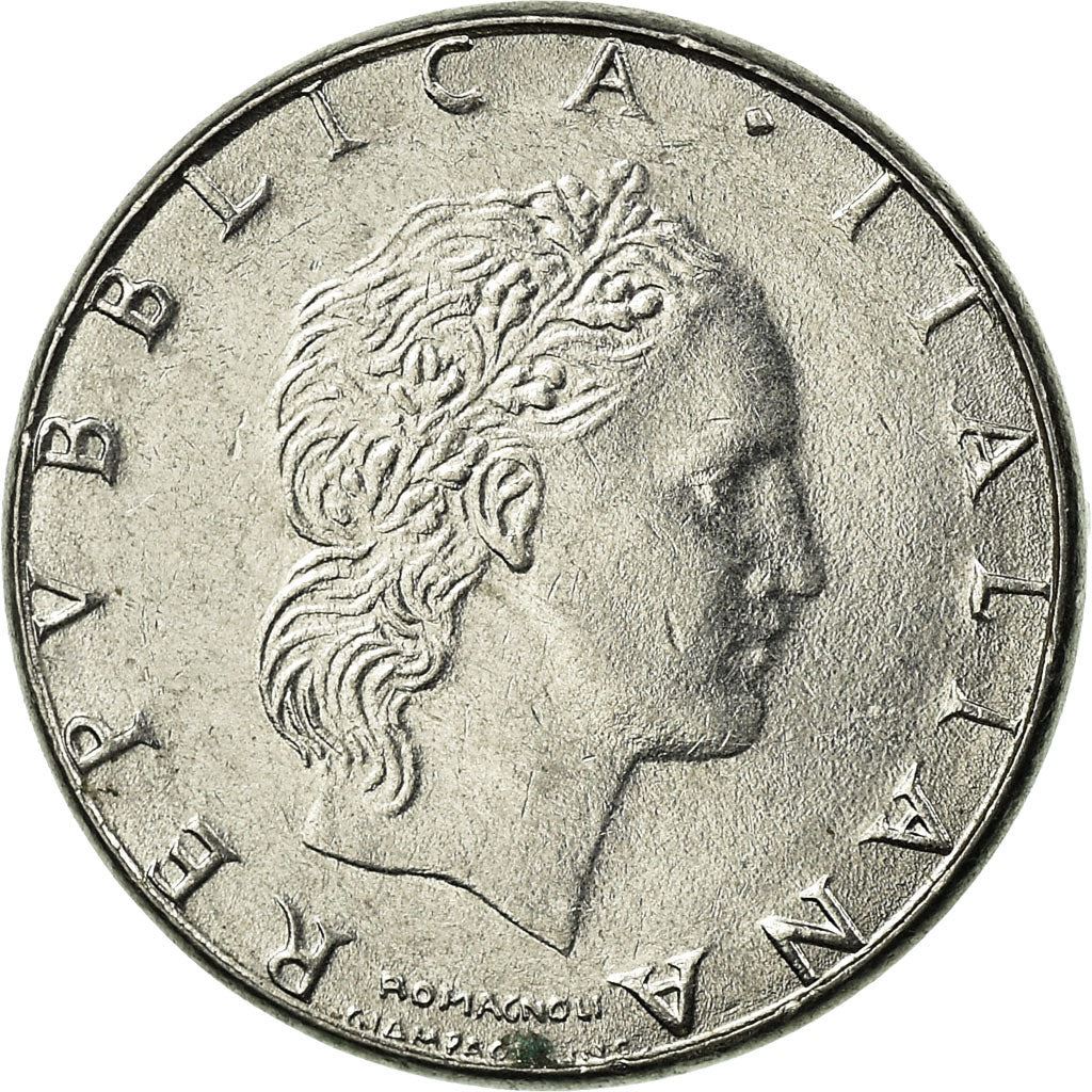 Italy Coin 50 Lire small type | Libertine | God Vulcan | Iron | Anvil | KM95.2 | 1990 - 1995