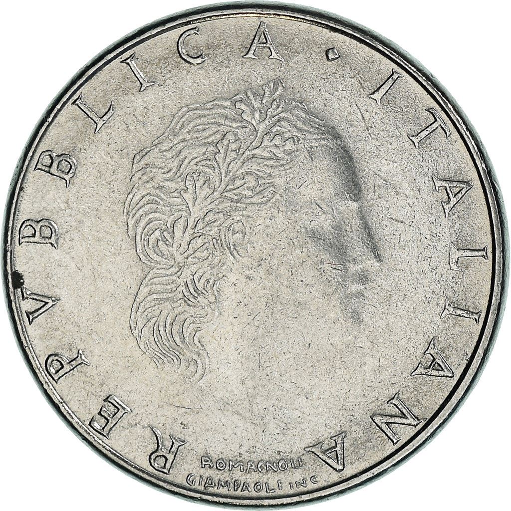 Italy Coin 50 Lire small type | Libertine | God Vulcan | Iron | Anvil | KM95.2 | 1990 - 1995
