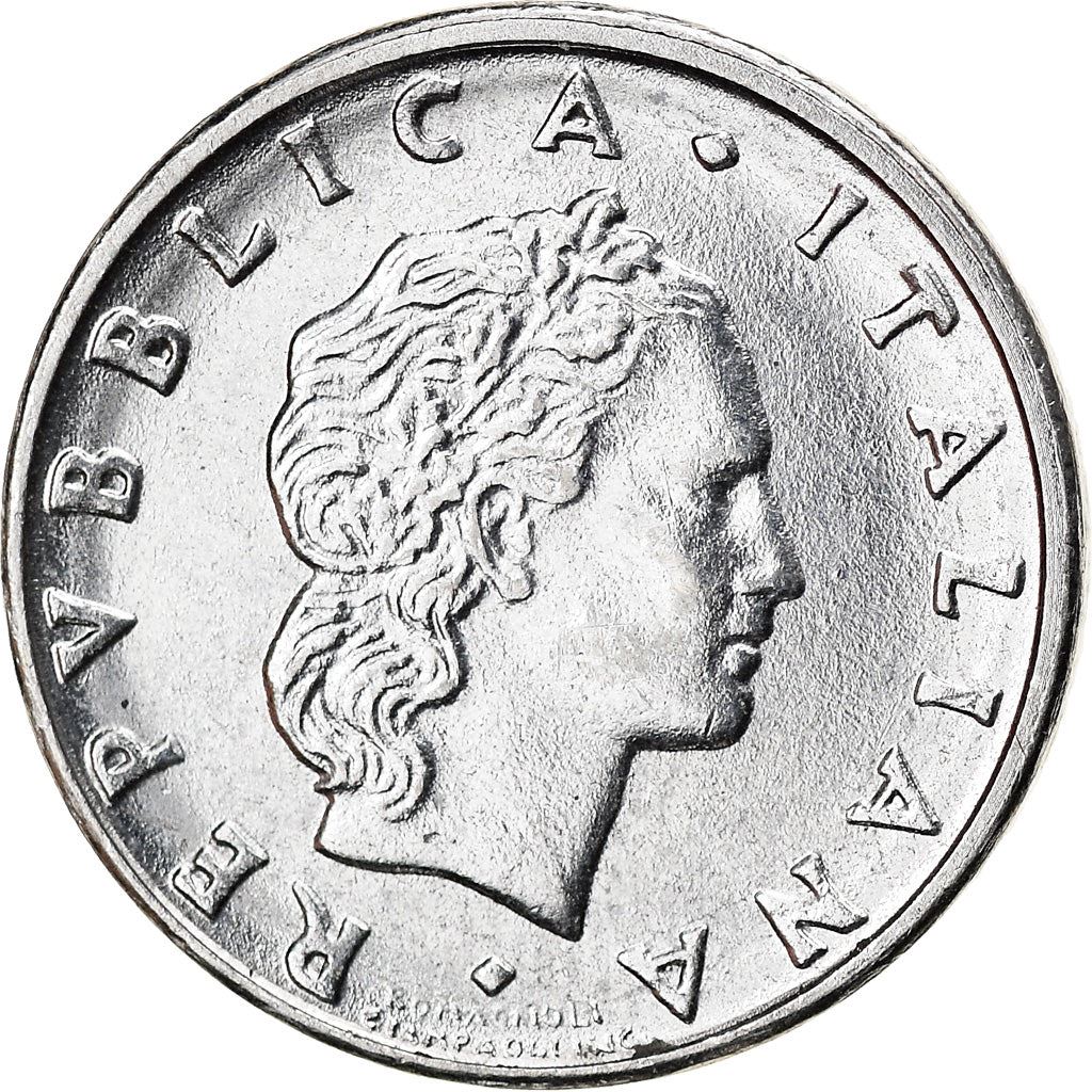 Italy Coin 50 Lire small type | Libertine | God Vulcan | Iron | Anvil | KM95.2 | 1990 - 1995