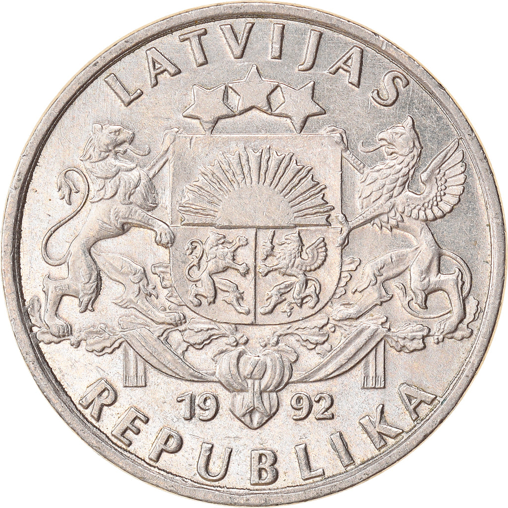 Latvia Coin Latvian 1 Lats | Salmon | Lion | Griffin | KM12 | 1992 - 2