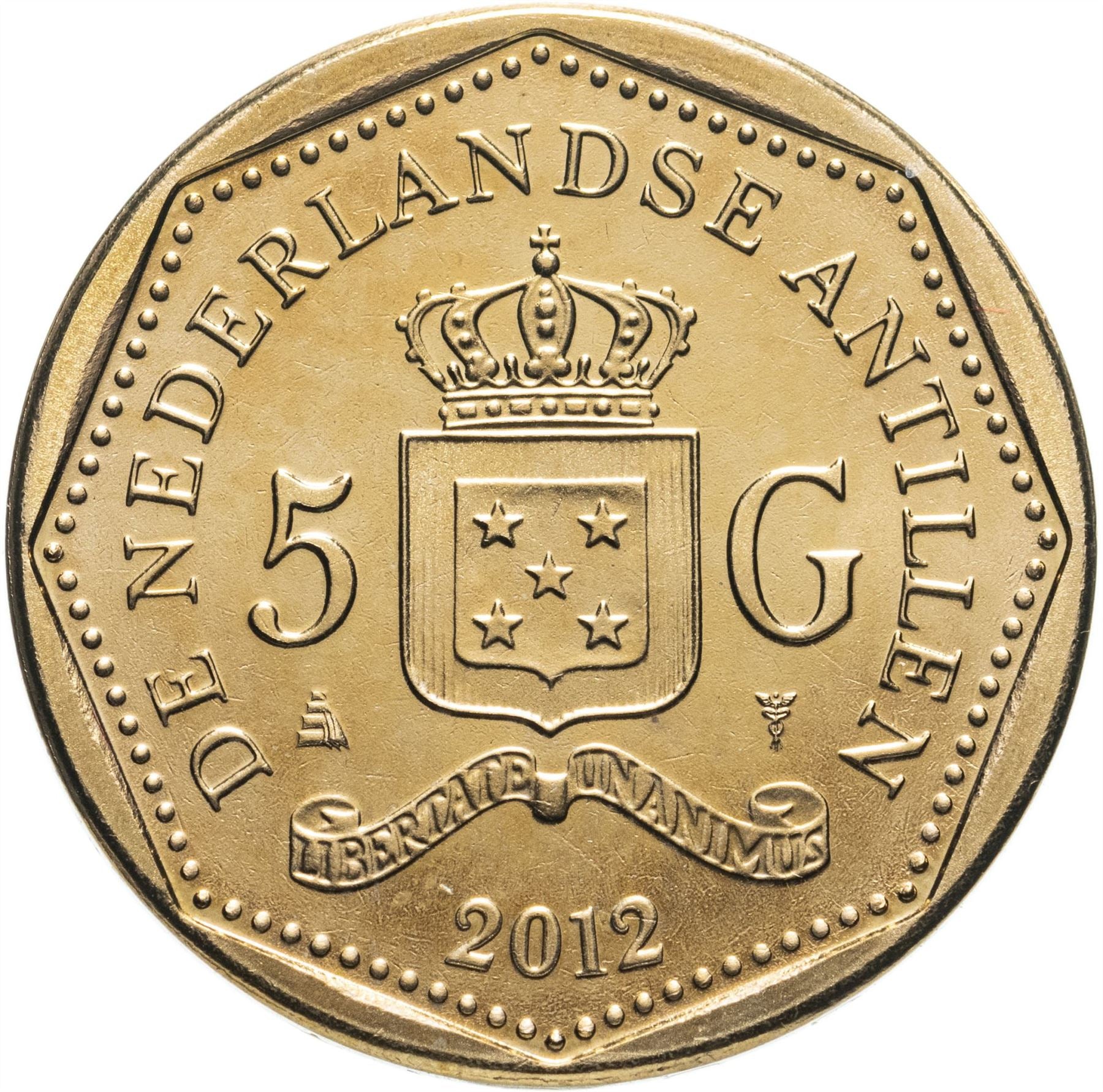 Netherlands Antilles | 5 Gulden Coin | Queen Beatrix | KM43 | 1998 - 2