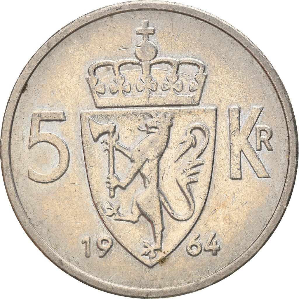 Norway | 5 Kroner Coin | Olav V | Type 1 | KM412 | 1963 - 1973