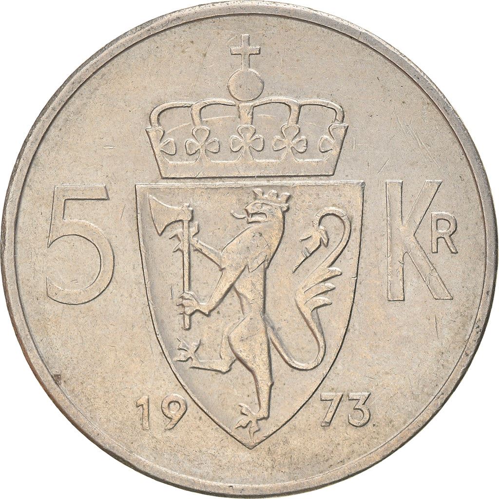 Norway | 5 Kroner Coin | Olav V | Type 1 | KM412 | 1963 - 1973