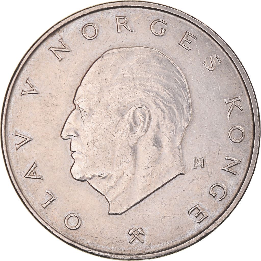 Norway 5 Kroner - Olav V Type 2 Coin KM420 1974 - 1988