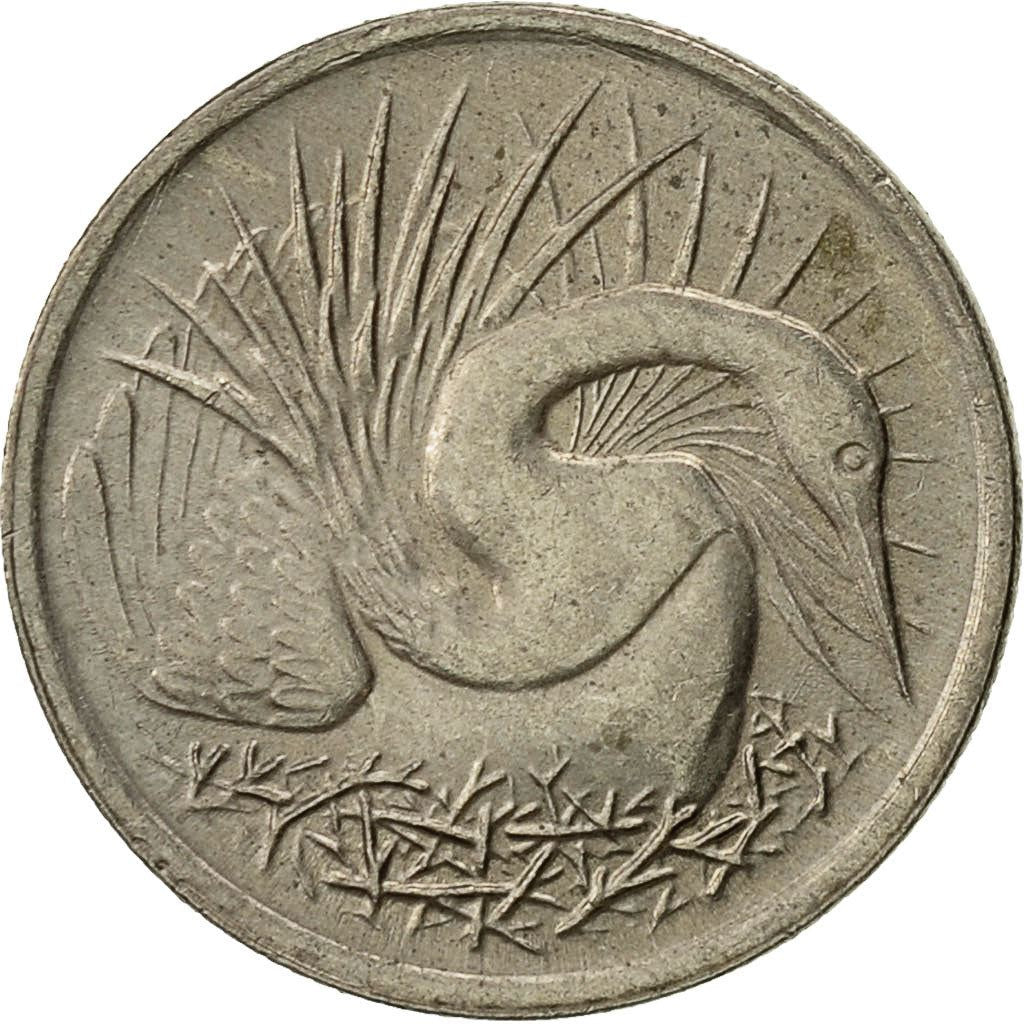 Singapore 5 Cents Coin | non-magnetic | KM2 | 1967 - 1985 Copper-nickel