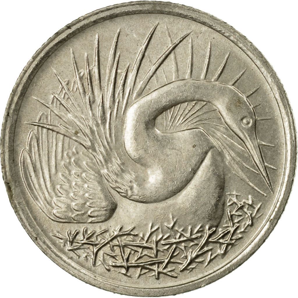 Singapore 5 Cents Coin | non-magnetic | KM2 | 1967 - 1985 Copper-nickel