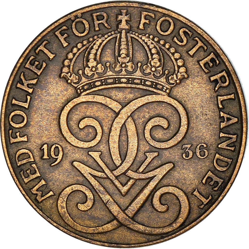Swedish 2 Ore Coin | King Gustaf V | Sweden | 1909 - 1950