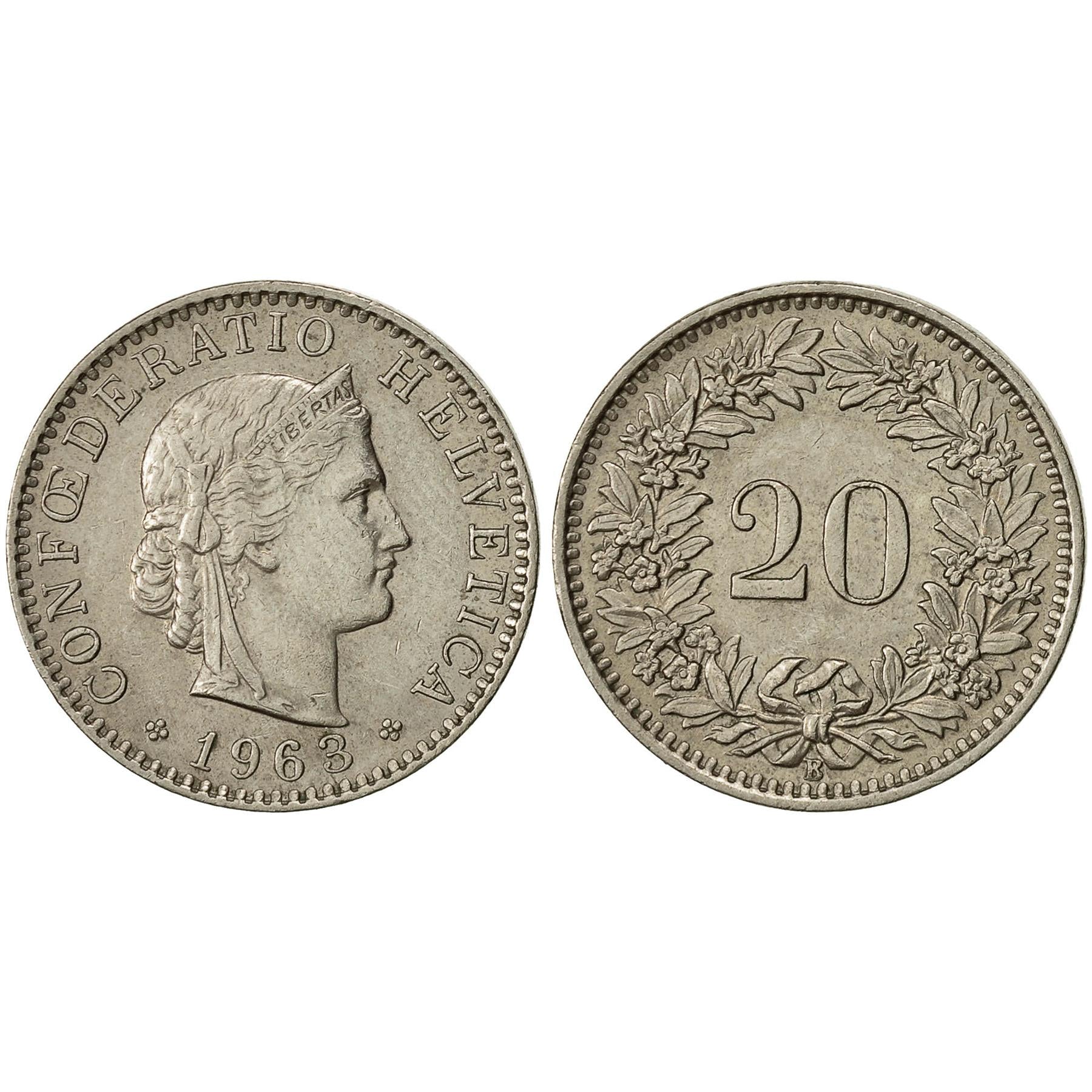 Swiss 6 Coin Set 1 2 5 10 20 Rappen 1/2 Franc | Wheat | Libertas | Helvetia | Switzerland | 1948 - 1967