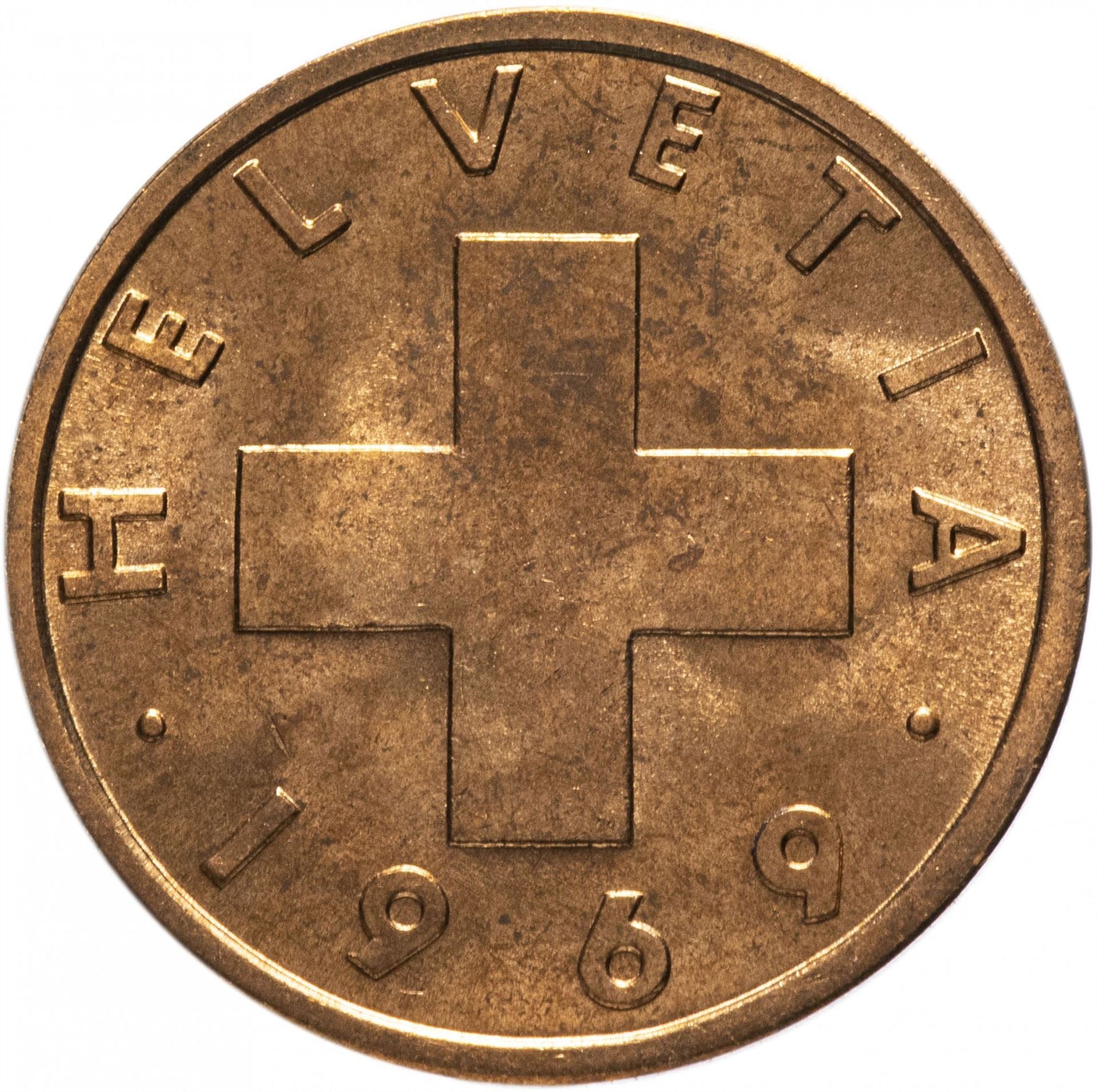 Switzerland Coin Swiss 2 Rappen | Wheat Spike | Swiss Cross | KM47 | 1
