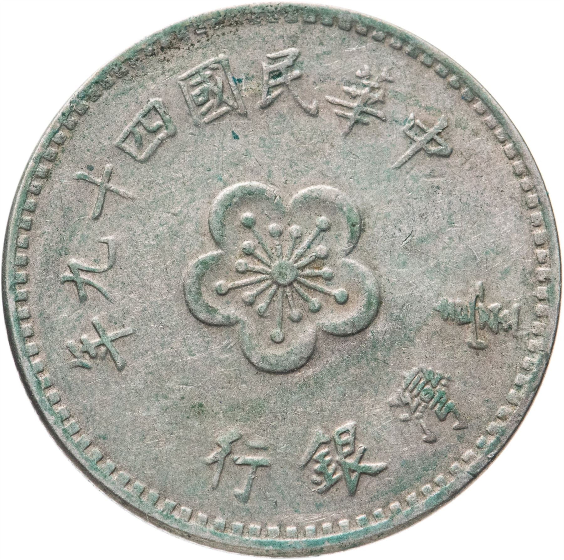 Taiwan | 1 New Dollar Coin | Plum blossom | Y:536, Schön:6