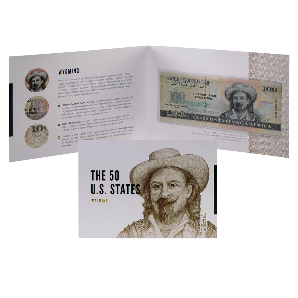 USA 100 Dollar Note | Wyoming Commemorative Souvenir | Buffalo Bill