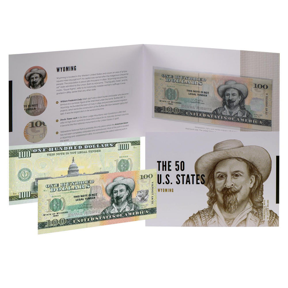 USA 100 Dollar Note | Wyoming Commemorative Souvenir | Buffalo Bill