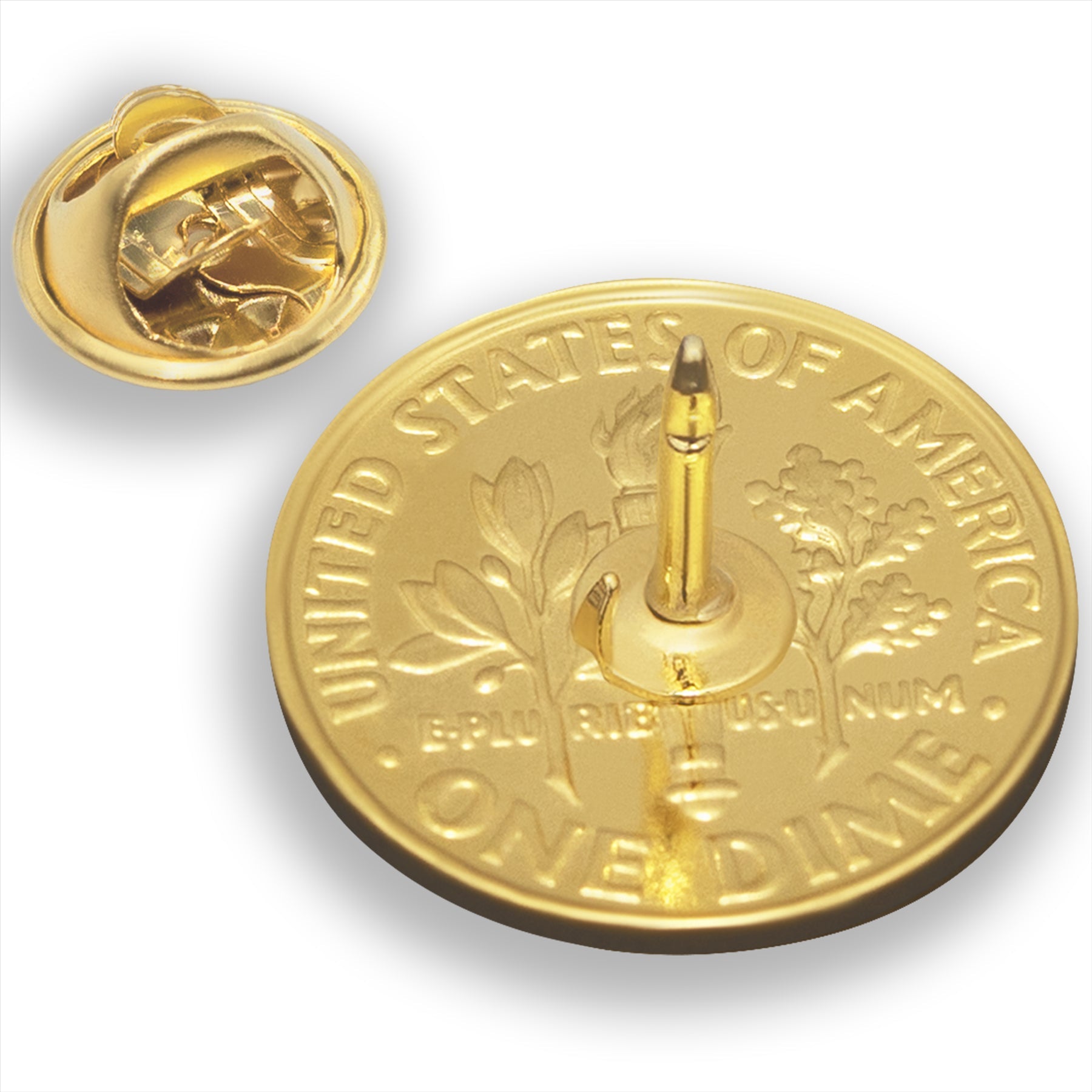 アメリカ硬貨ピンブローチバッジ | 本物のアメリカンダイム | 18K