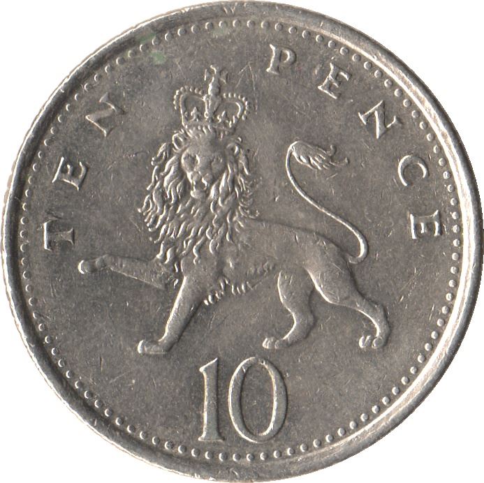 United Kingdom 10 Pence - Elizabeth II 3rd portrait | small type | Coin KM938b 1992 - 1997