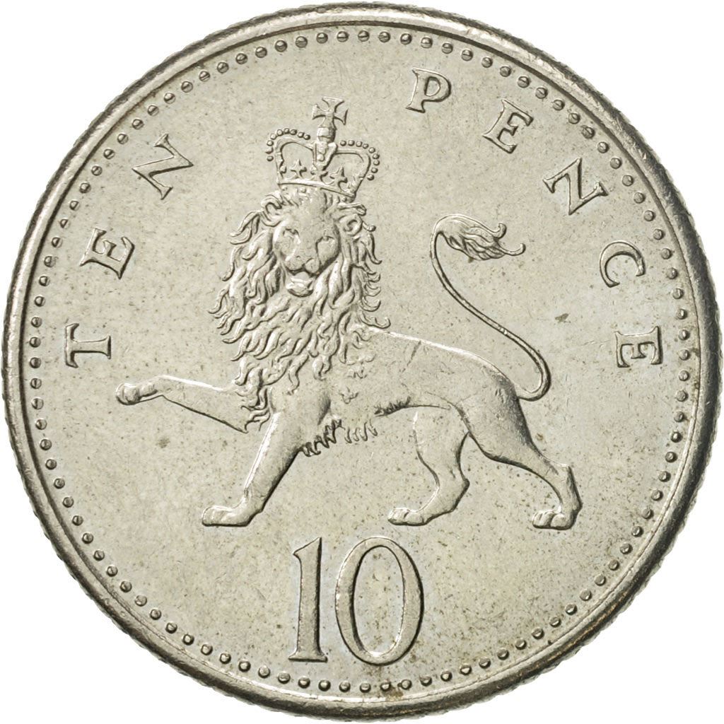 United Kingdom 10 Pence - Elizabeth II 3rd portrait | small type | Coin KM938b 1992 - 1997