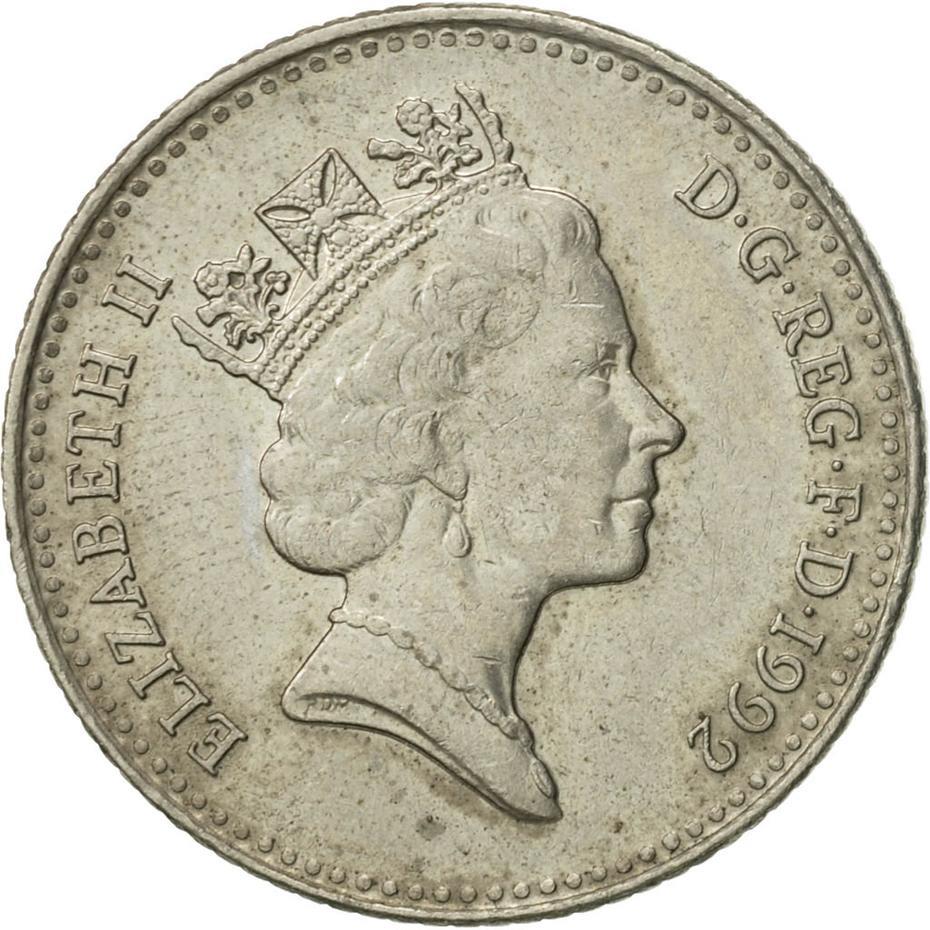 United Kingdom 10 Pence - Elizabeth II 3rd portrait | small type | Coin KM938b 1992 - 1997