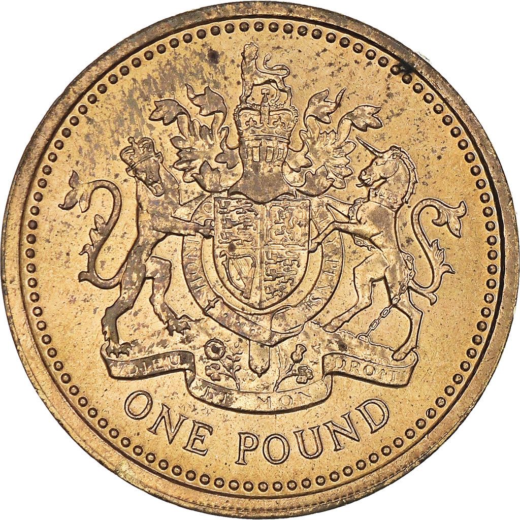 United Kingdom Coin 1 Pound | Elizabeth II 2nd portrait | Royal Arms | 1983