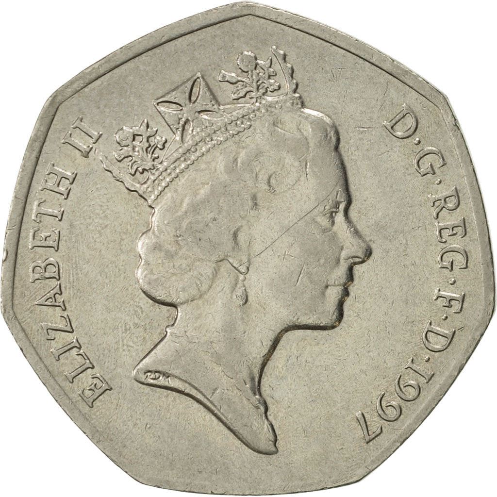 United Kingdom Coin 50 Pence | Elizabeth II 3rd portrait | small type | 1997