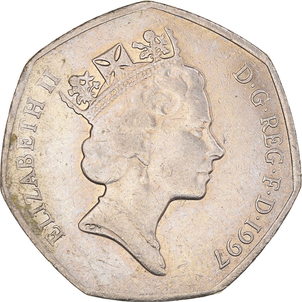 United Kingdom Coin 50 Pence | Elizabeth II 3rd portrait | small type | 1997