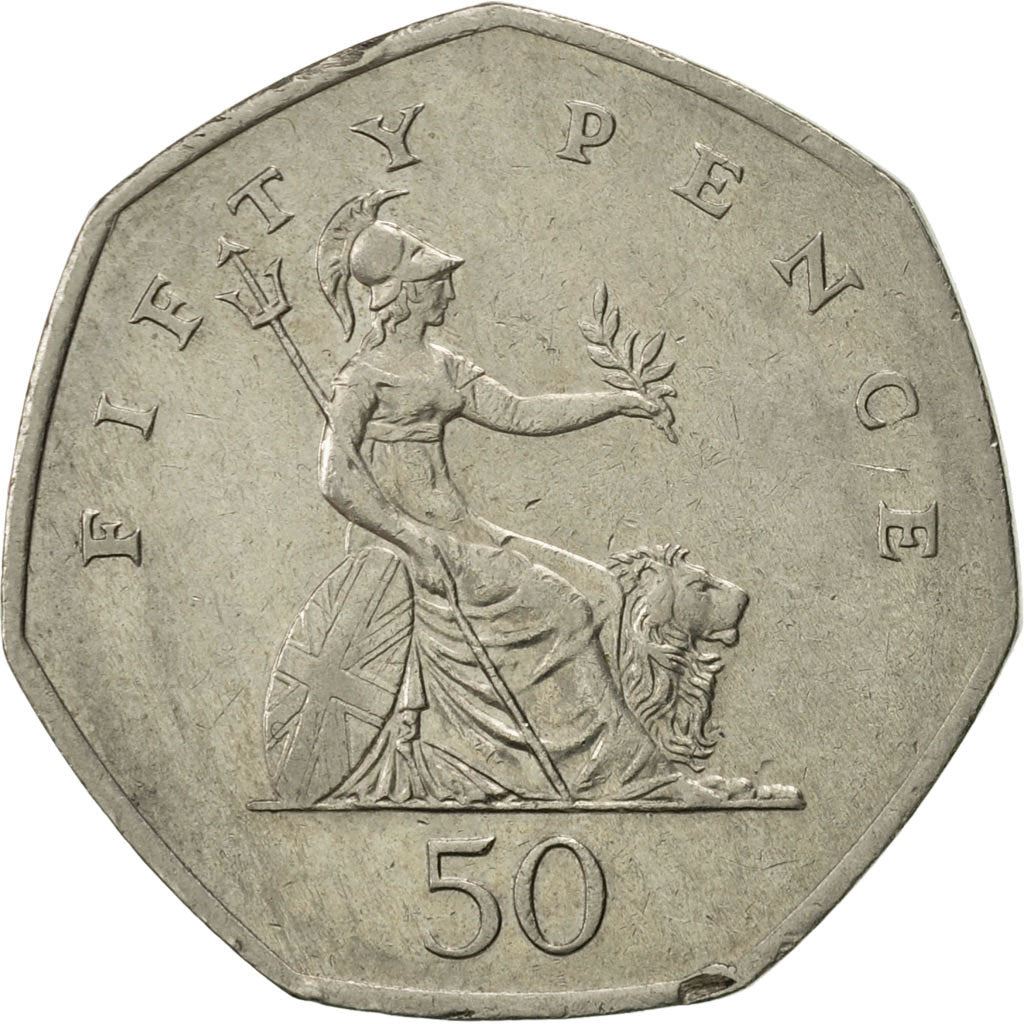 United Kingdom Coin 50 Pence | Elizabeth II 3rd portrait | small type | 1997