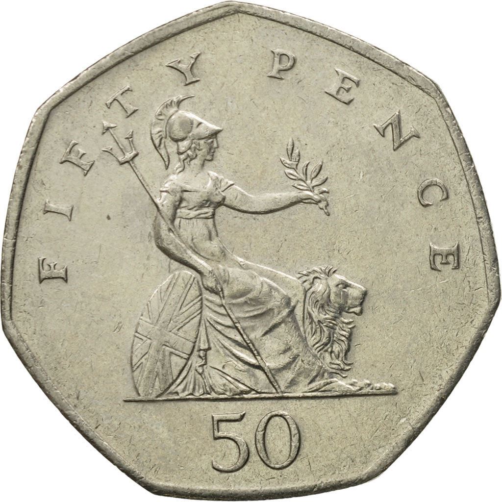 United Kingdom Coin 50 Pence | Elizabeth II 3rd portrait | small type | 1997