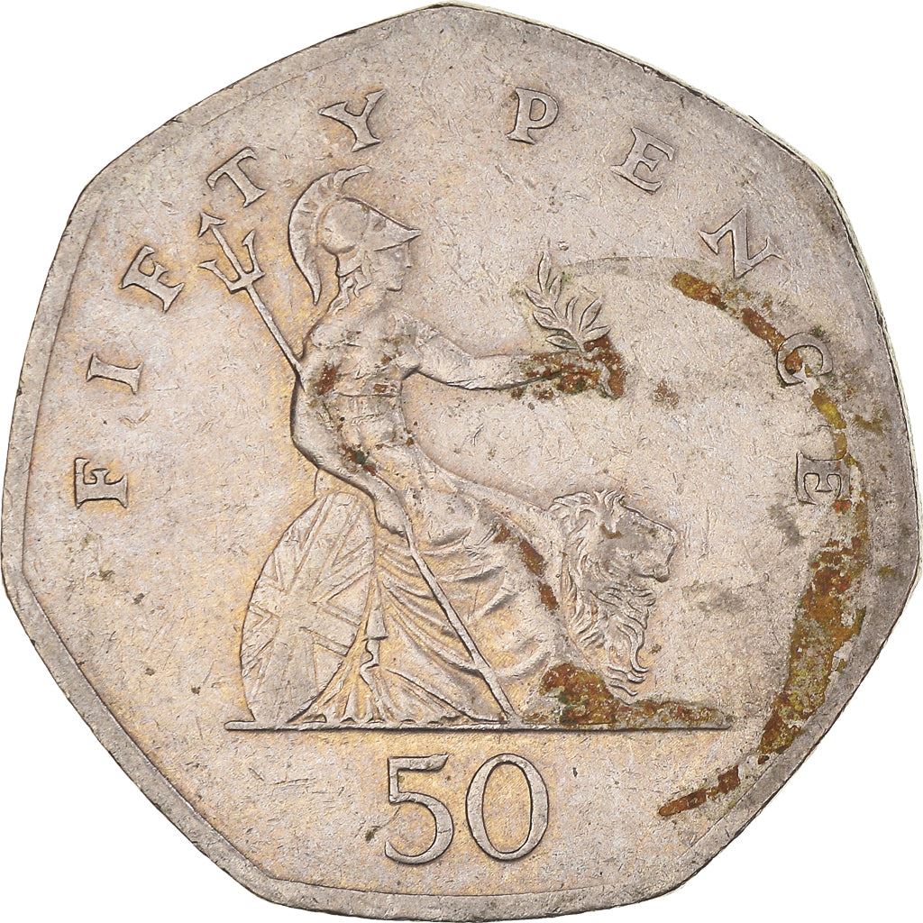 United Kingdom Coin 50 Pence | Elizabeth II 3rd portrait | small type | 1997