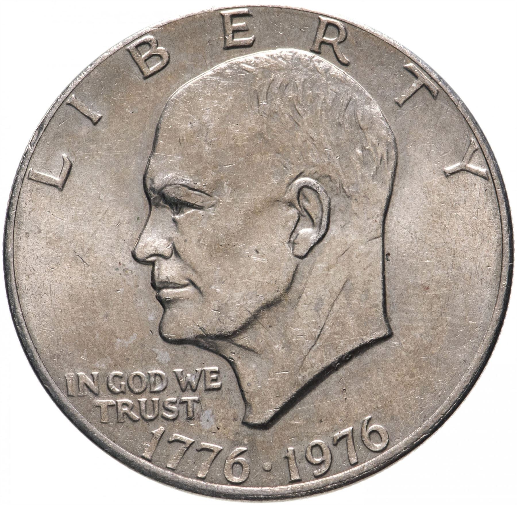 United States | 1 Dollar Coin | Liberty Bell | Moon | Dwight D. Eisenhower | KM206 | 1976