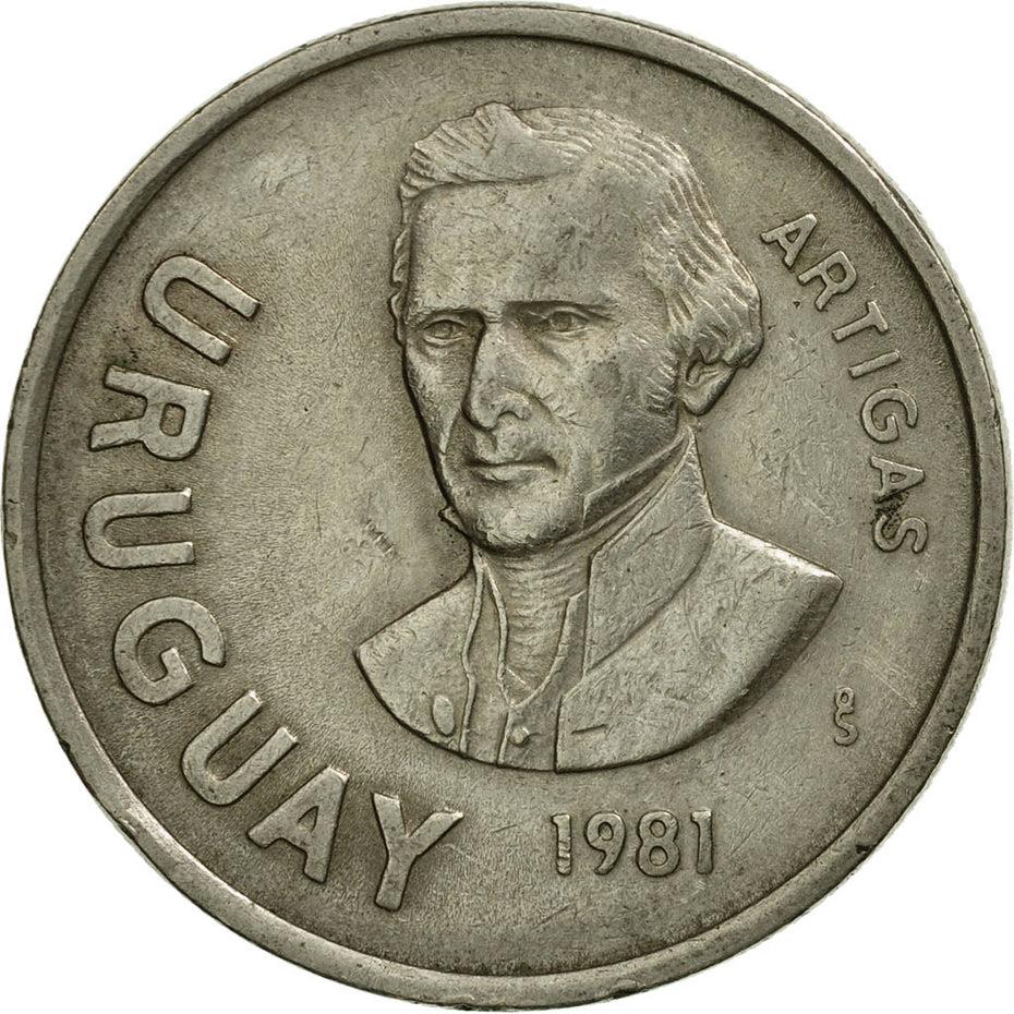 Uruguay Coin Uruguayan 10 Nuevos Pesos | Erythrina cristagalli Coral | Jose Gervasio Artigas | KM79 | 1981