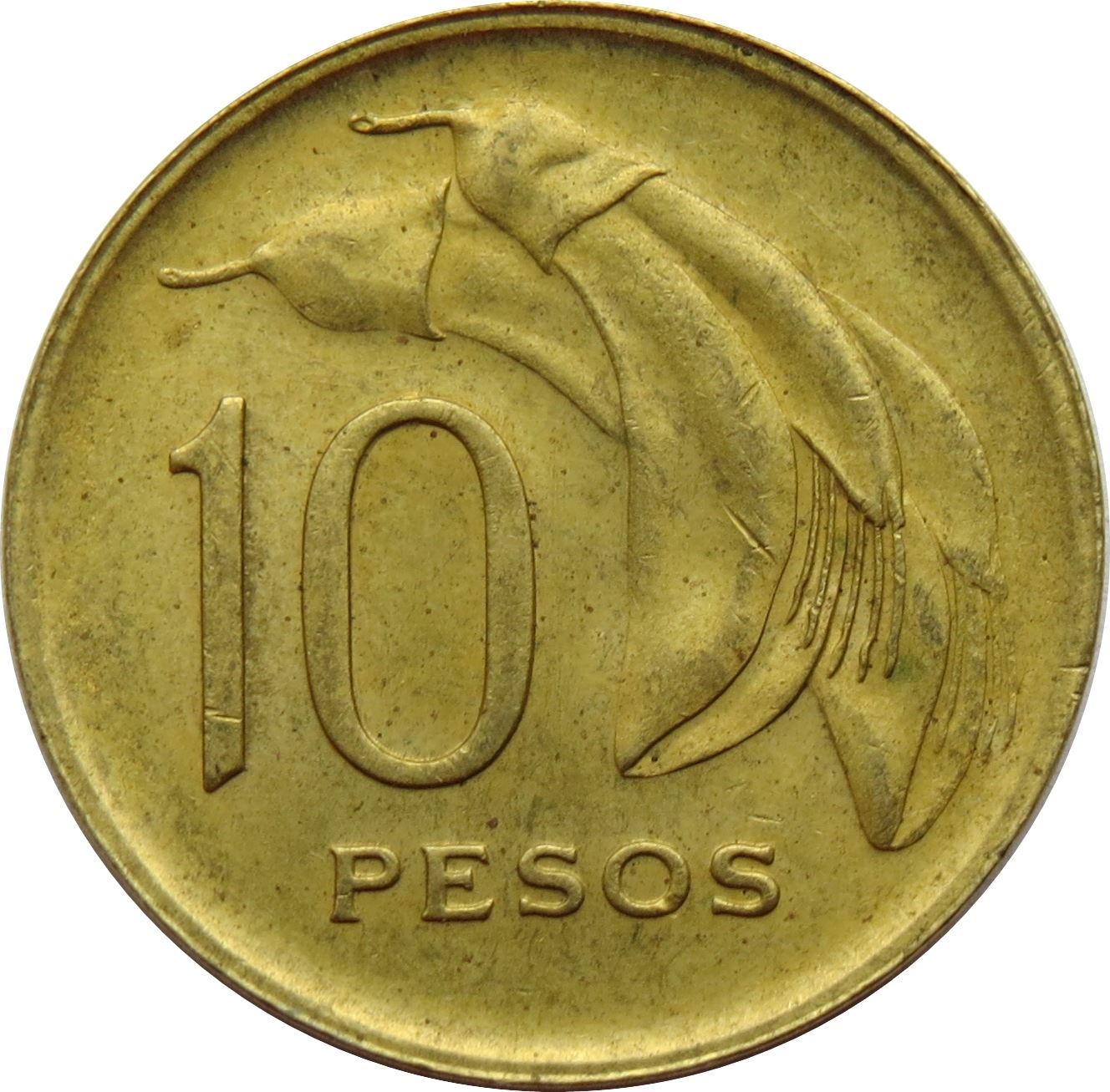 Uruguay Coin Uruguayan 10 Pesos | Erythrina cristagalli Coral | Jose Gervasio Artigas | KM51 | 1968