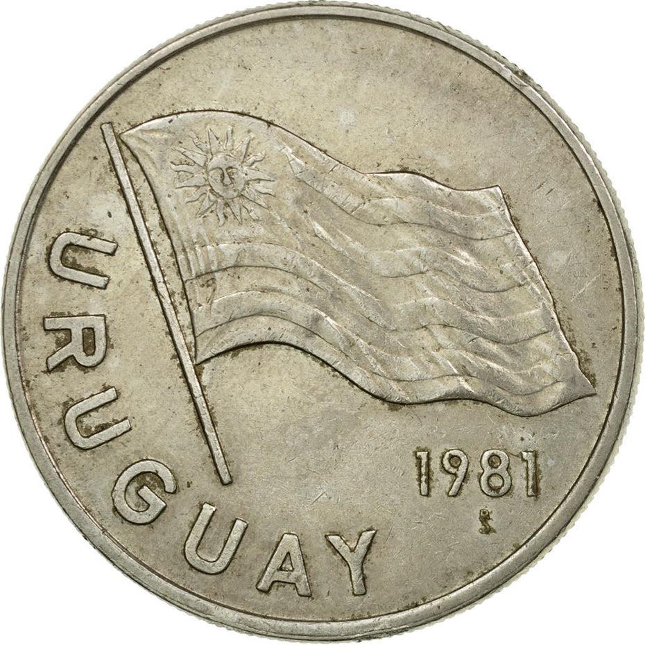 Uruguay Coin Uruguayan 5 Nuevos Pesos | Erythrina cristagalli Coral |