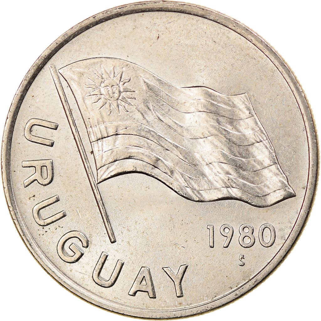 Uruguay Coin Uruguayan 5 Nuevos Pesos | Erythrina cristagalli Coral | KM75 | 1980 - 1981
