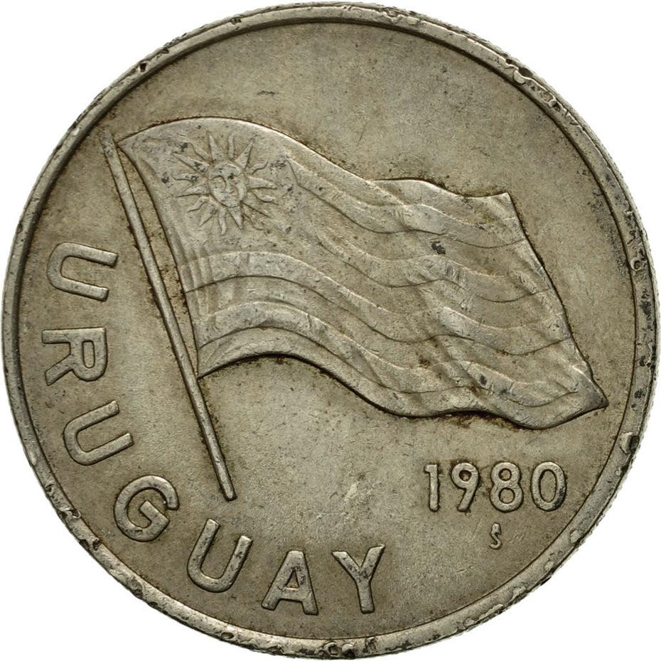 Uruguay Coin Uruguayan 5 Nuevos Pesos | Erythrina cristagalli Coral | KM75 | 1980 - 1981