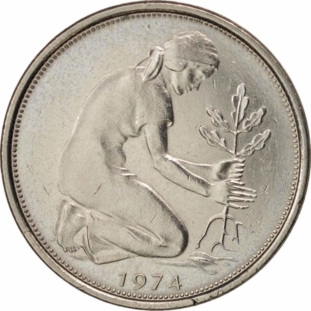 West German 50 Pfennig | KM109 | 1950 - 2001