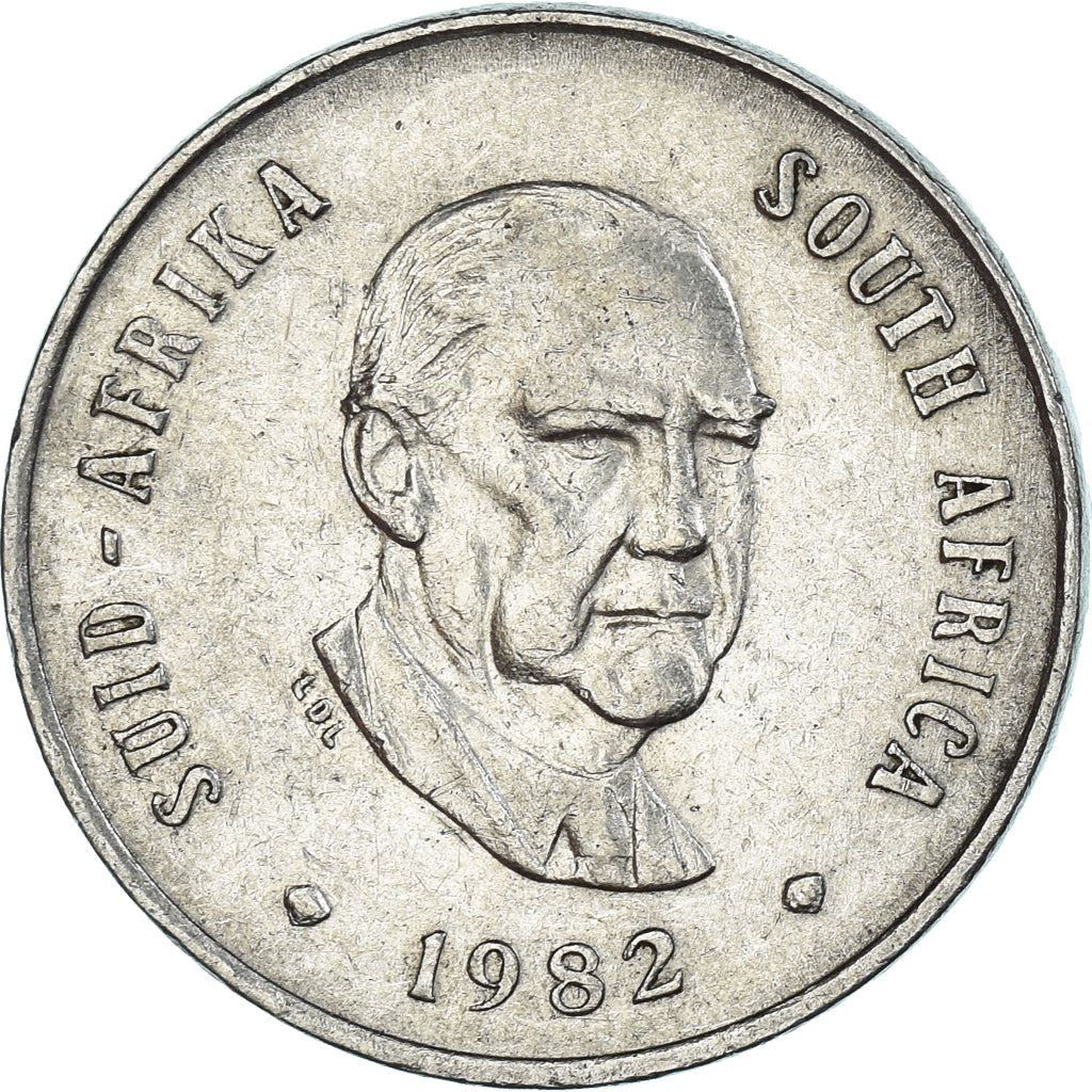 South Africa | 20 Cents Coin | Balthazar J. Vorster | KM113 | 1982