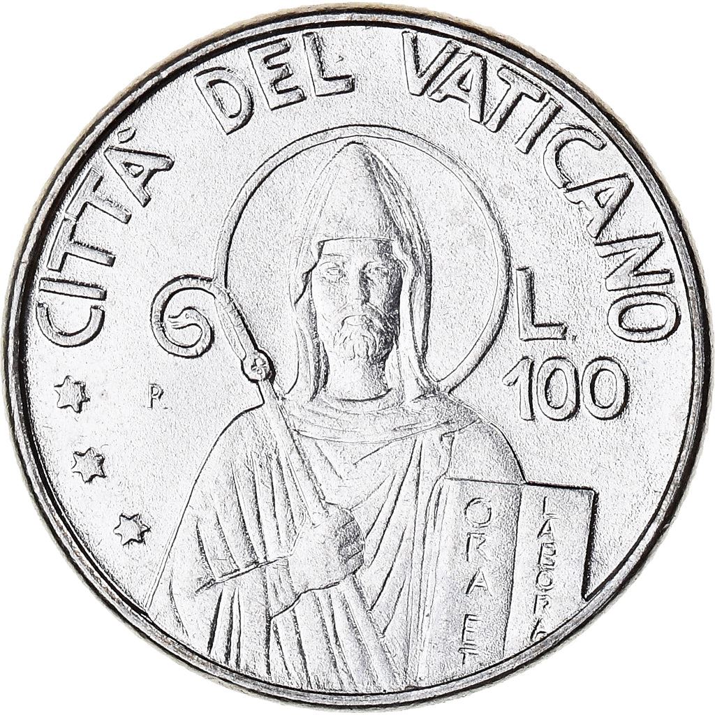 Vatican City | 100 Lire Coin | St. Benedict | Km:223 | 1990