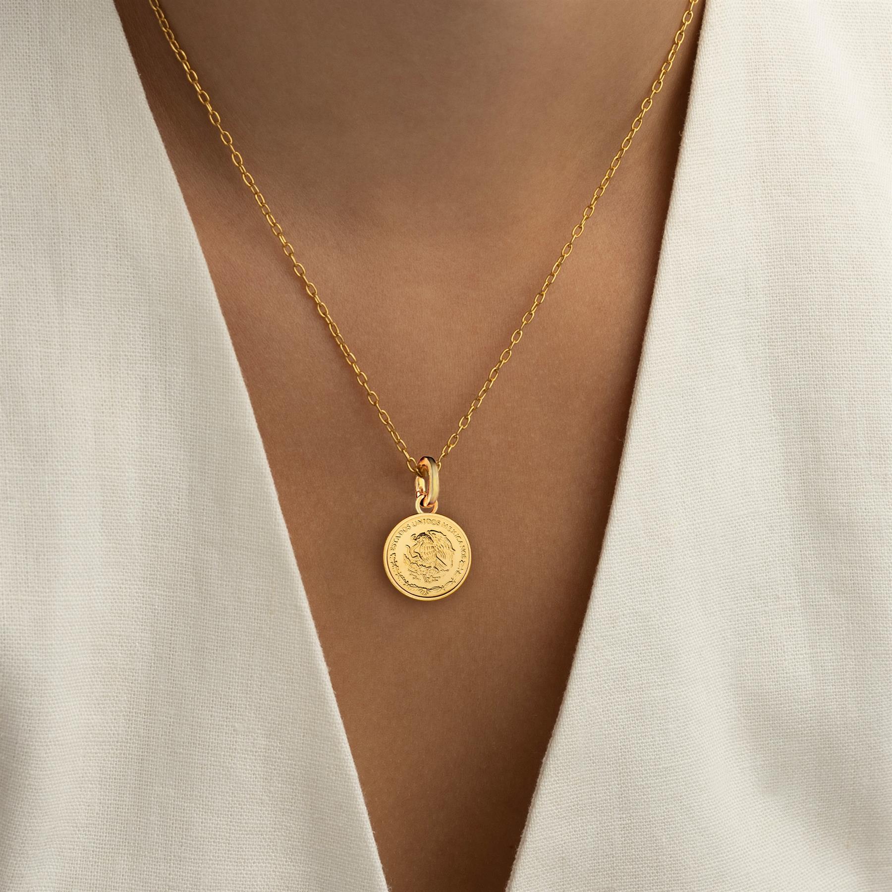 Mexican 10 Centavos Coin Charm | 925 Sterling Silver 18K Gold Plated | 2009 - 2019