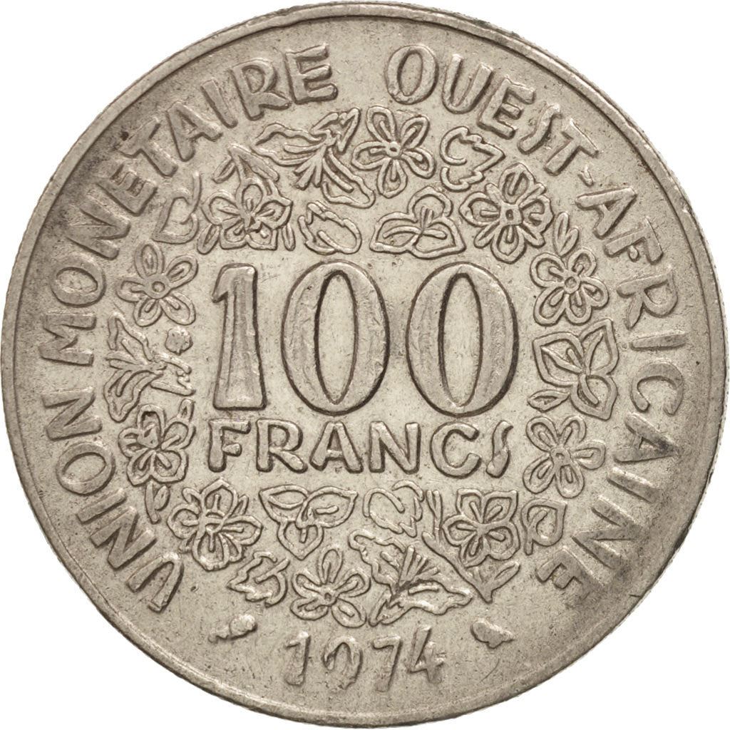 Western African States | 100 Francs Cfa Coin | Emblem of Central Bank | Flowers | Km:4 | 1967 - 2005