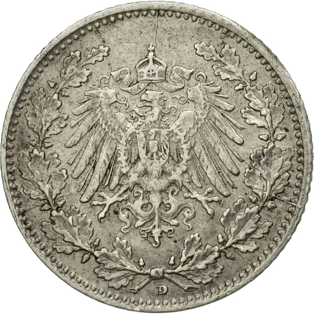 German Empire 1/2 Mark Coin | Deutsches Reich | Wilhelm II | Type 2 | KM17 | 1905 - 1919