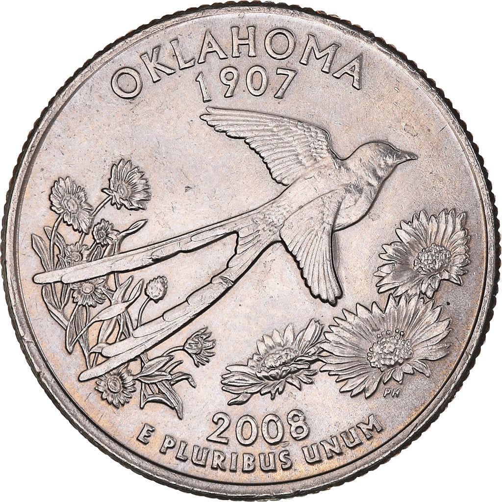 United States | 1/4 Dollar Coin | Oklahoma | Km:421 | 2008