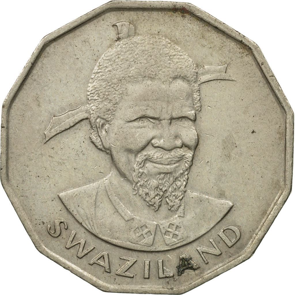 Esvatinis 50 centų moneta | Karalius Sobhuza II | Liūtas | Dramblys | KM12 | 1974 - 1981