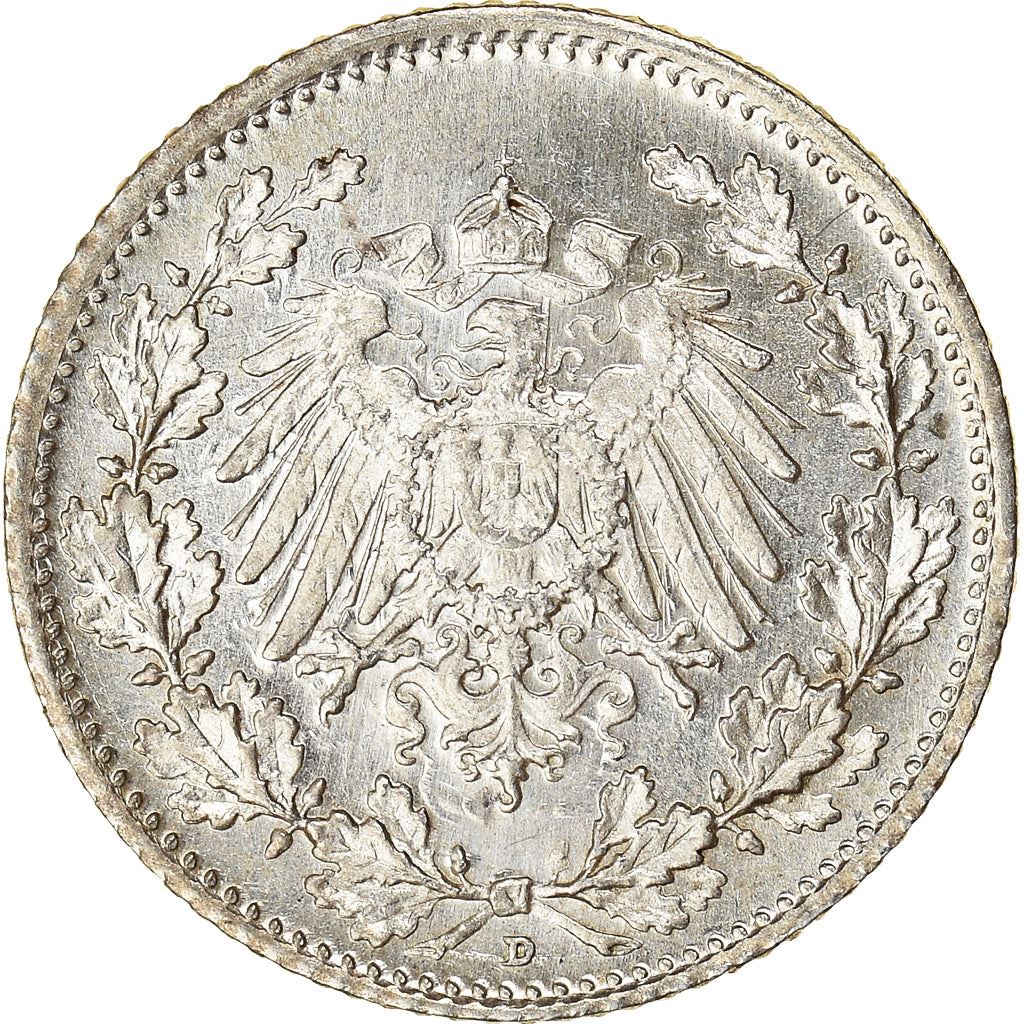German Empire 1/2 Mark Coin | Deutsches Reich | Wilhelm II | Type 2 | KM17 | 1905 - 1919