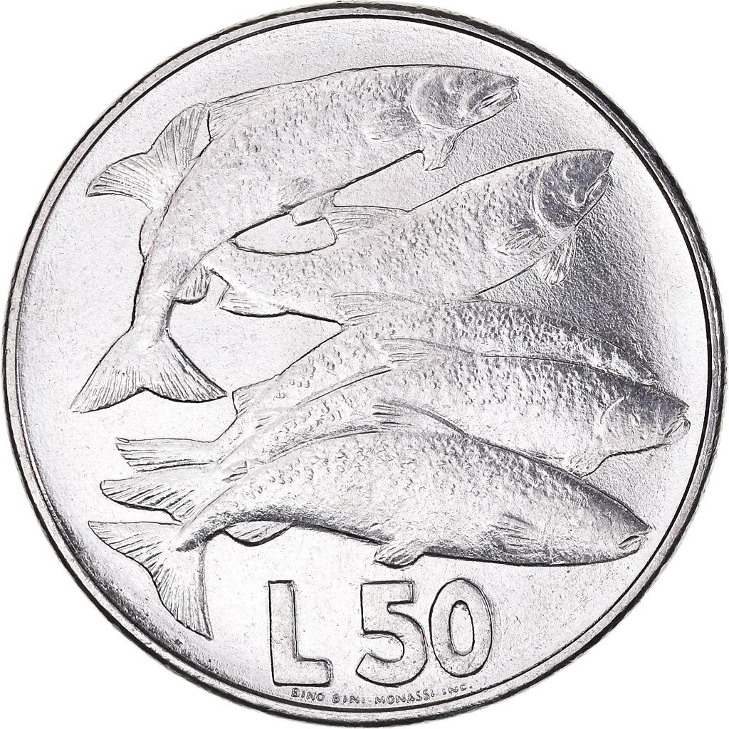 San Marino | 50 Lire Coin | Fish | Km:45 | 1975
